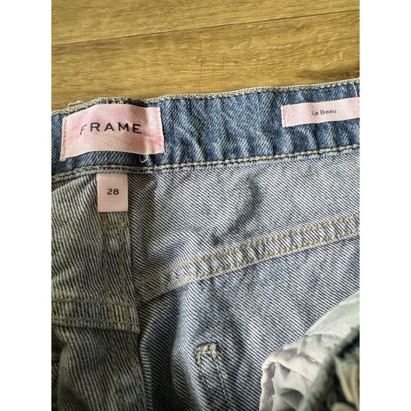 Frame Le Beau Size 28 Ankle Straight Leg Boyfriend Jeans in Cleo Rips Denim - Picture 3 of 7